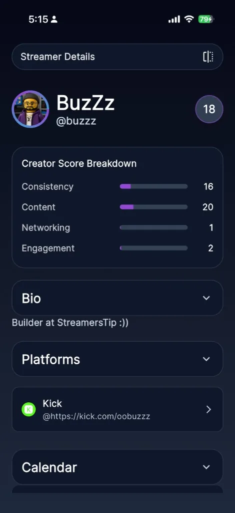 Creator Score mobile app preview